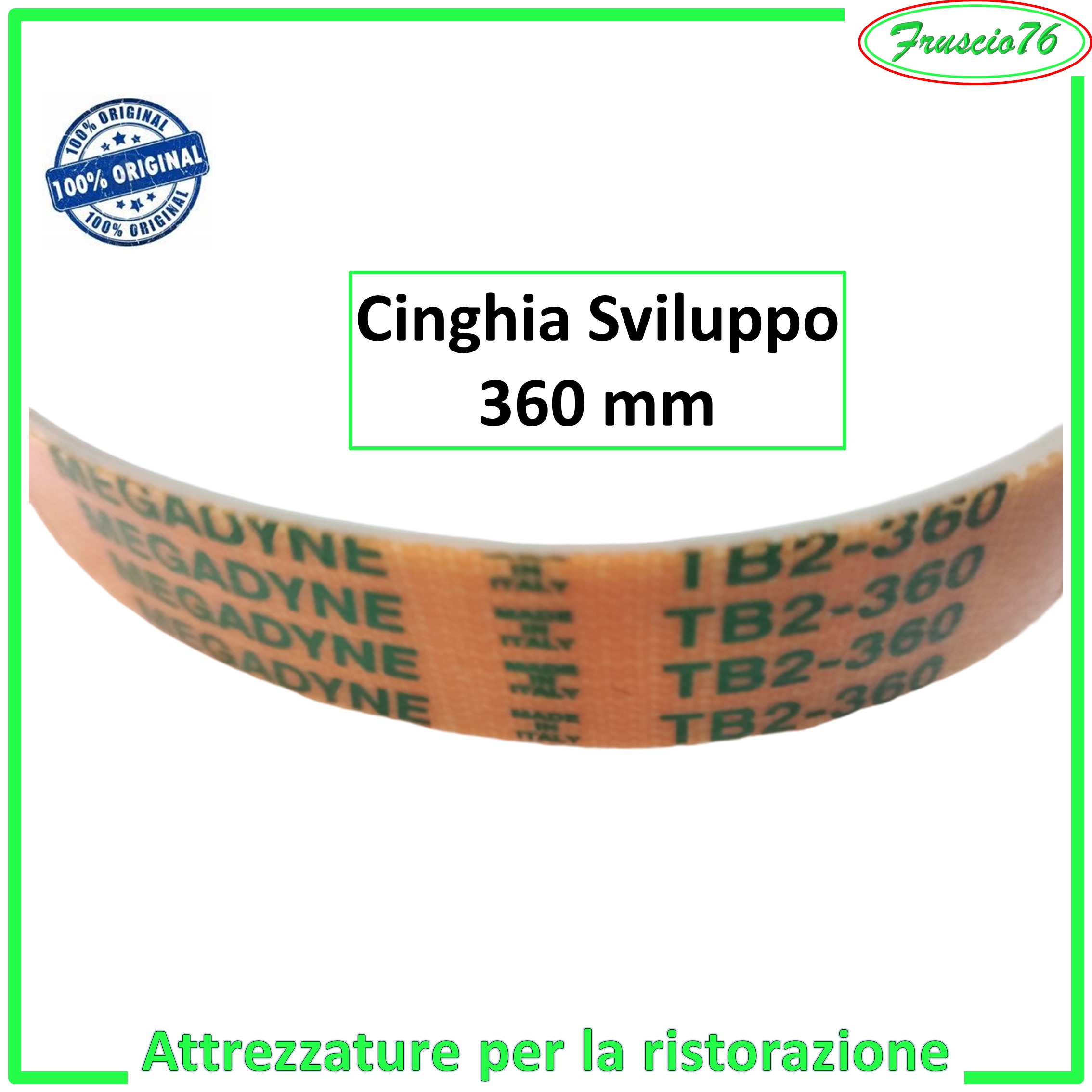 CINGHIA per AFFETTATRICE TB2 360 MEGADYNE di Ricambio 8 Nervature ricambi h 16 mm